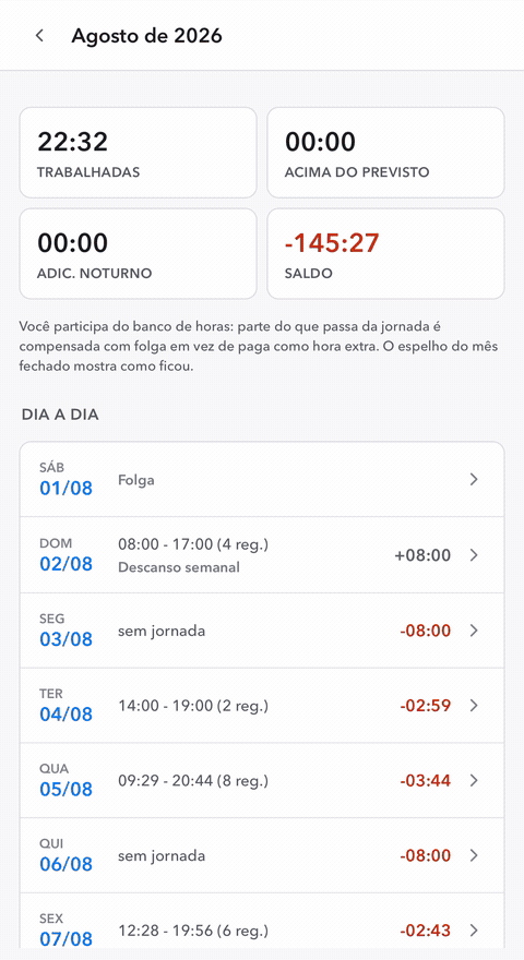 Portal do Motorista: consulta das marcações e solicitação de ajuste para análise do RH
